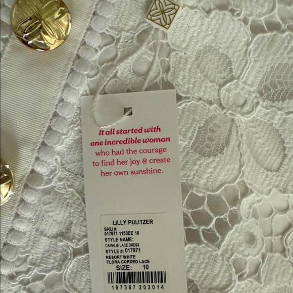 Lilly Pulitzer CAMALIE Lace Dress resort white floral corded lace size 10 NWT - Picture 8 of 13